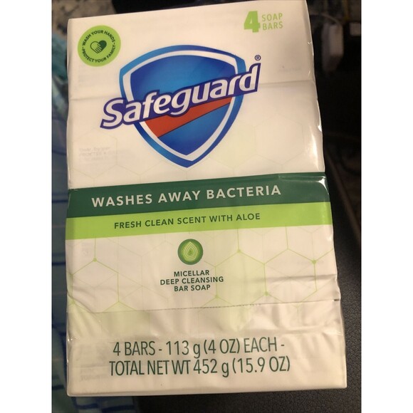 Safeguard Antibacterial Deodorant Soap Bar Fresh & Clean White Aloe Vera 4 Count - Picture 3 of 3